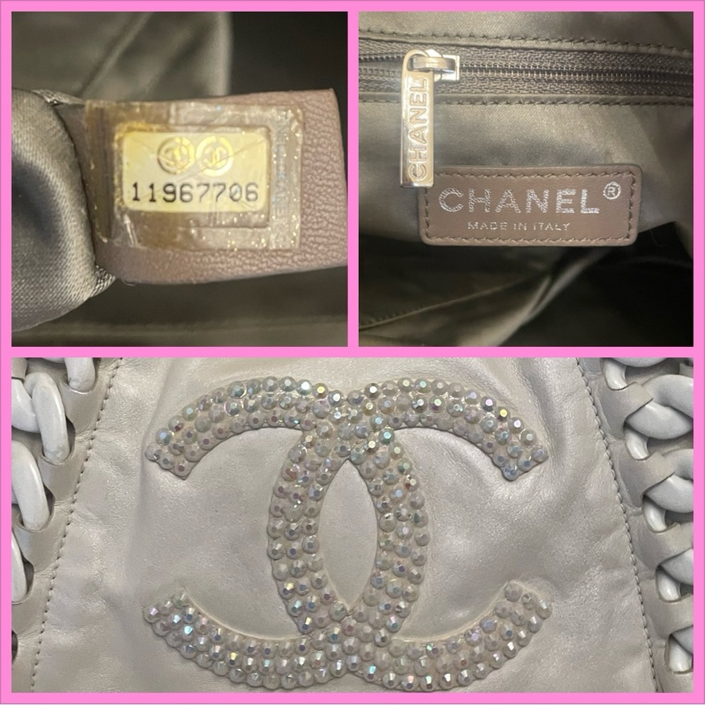 ❤️Pending❤️Chanel iridescent acrylic chain custom strass large CC logo Opal bag - Picture 16 of 16